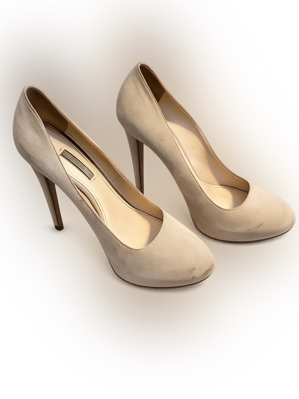 Authentic Prada Milano Suede Pumps Women’s EU 40.5 US 10 Beige Round Toe Heels - Picture 3 of 7